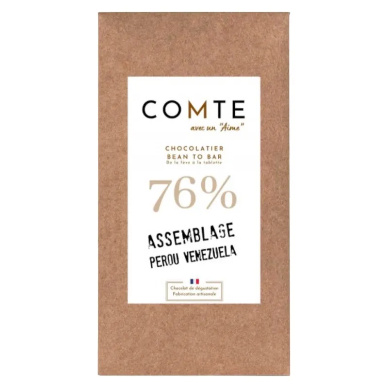 TABLETTE CHOCOLAT PEROU VENEZUELA 76% - "COMTE"
