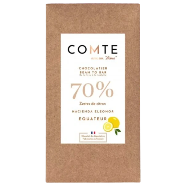 TABLETTE CHOCOLAT NOIR 70% ZESTES DE CITRON - "COMTE"