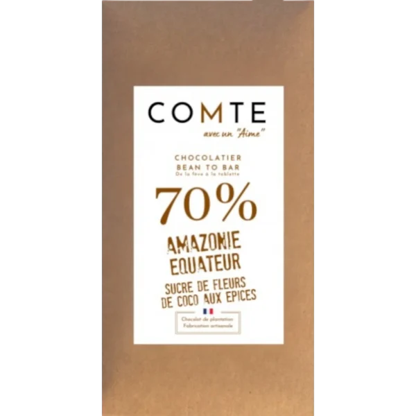 CHOCOLAT NOIR 70% SUCRE DE FLEUR DE COCO AUX ÉPICES - COMTE