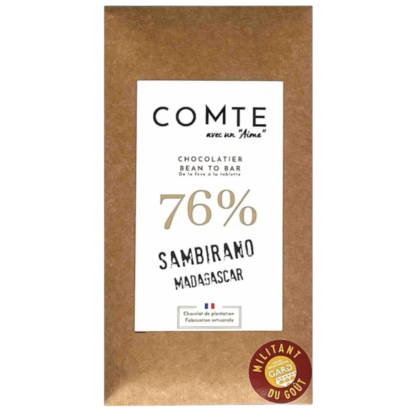TABLETTE CHOCOLAT NOIR 76% SAMBIRANO - "COMTE"
