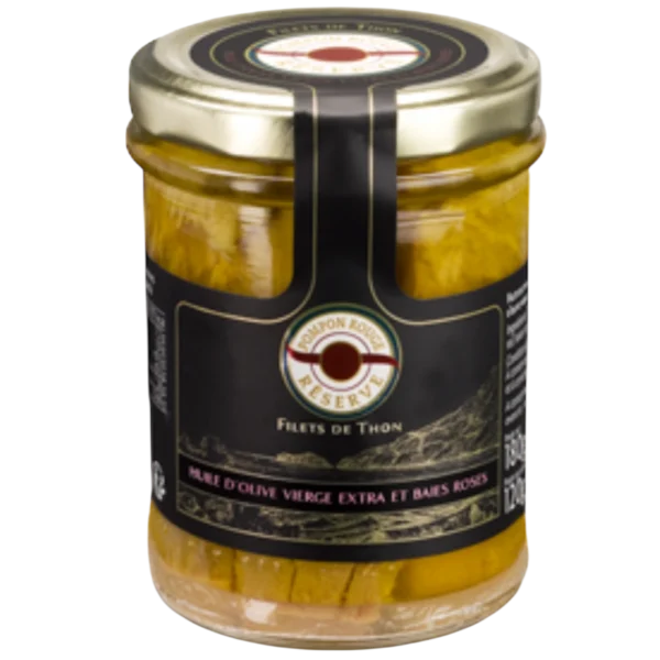 FILETS DE THON HUILE D'OLIVE ET BAIES ROSES - "POMPON ROUGE"
